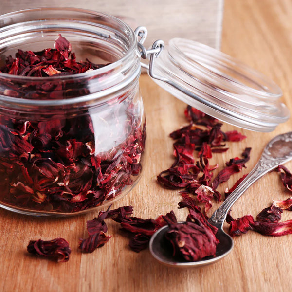 Ingrédient naturel à base de fleurs d'hibiscus séchées pour le thé, les smoothies et les cocktails